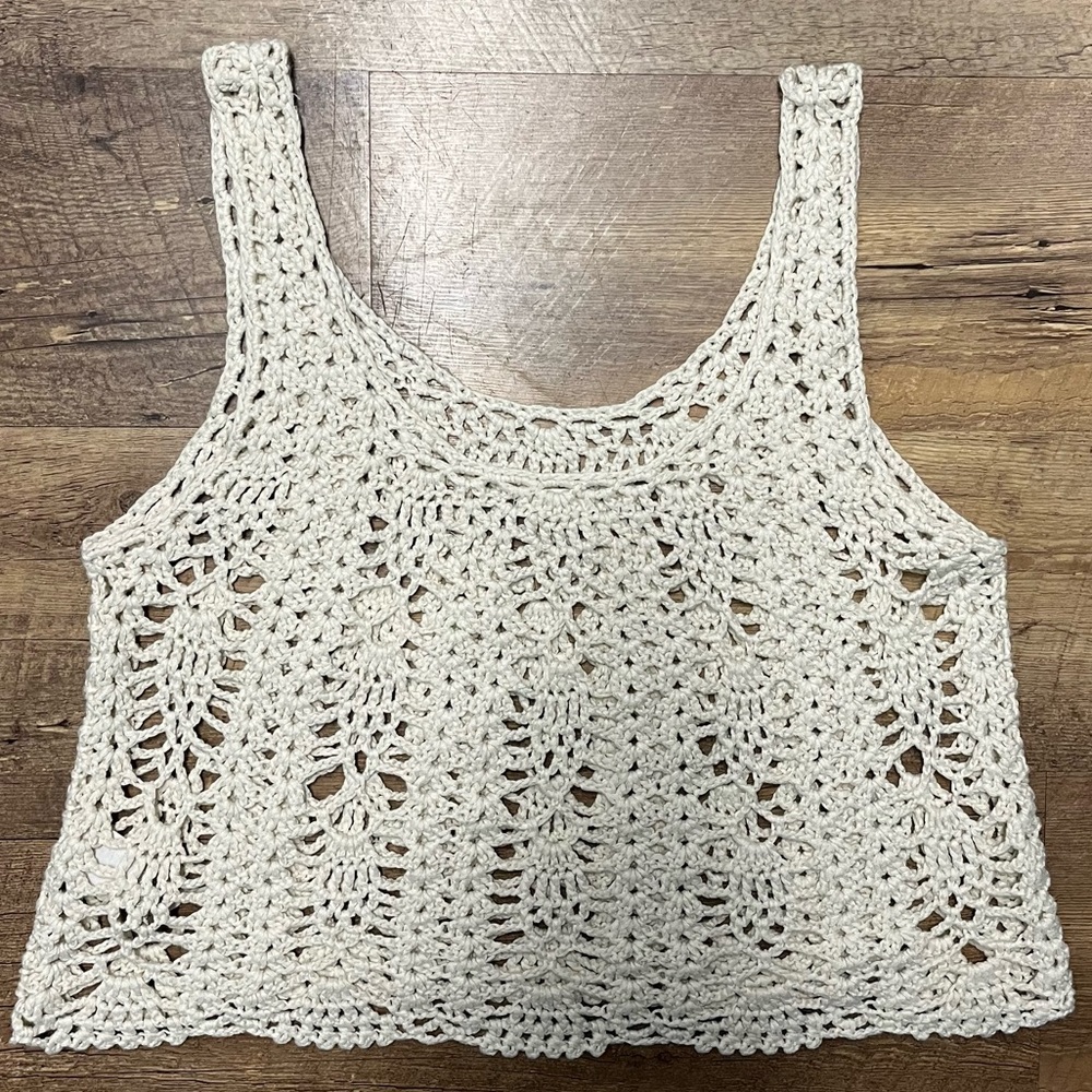 Garage Cream Crochet Crop Top